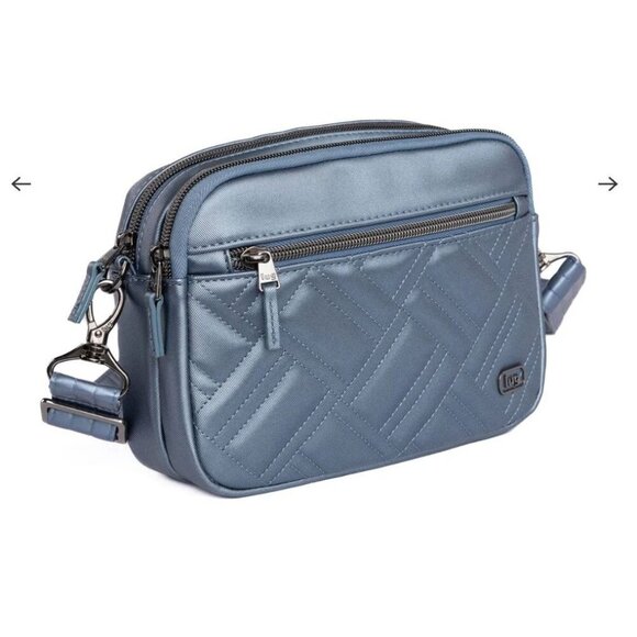 LUG Super Coupe 2 Satin Luxe Convertible Crossbody Bag NWT Metallic Blue Moon - Picture 8 of 9